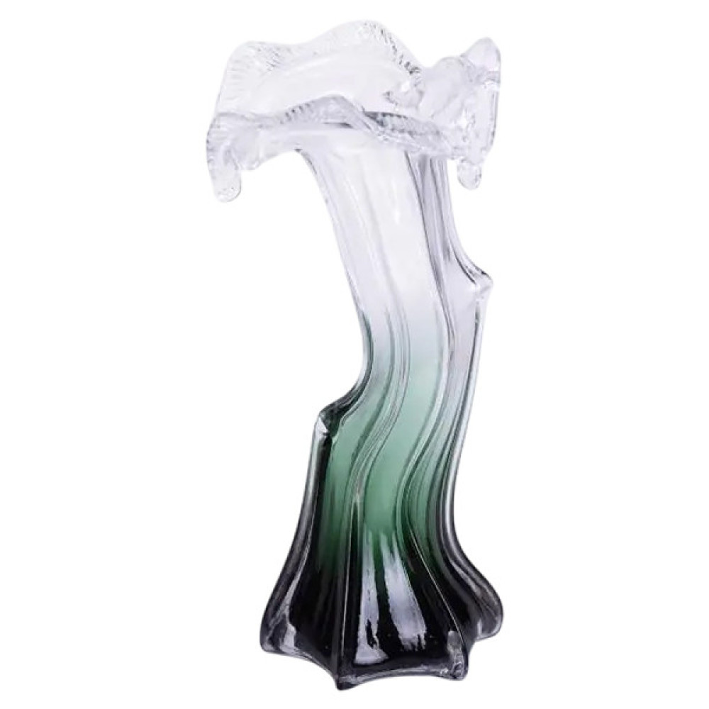 Зображення Декоративная стеклянная ваза для цветов 29 см фигурная Зеленая HP-9-1 ИМ Light-Deco 4 