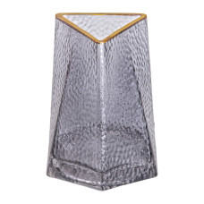 Ваза скляна трикутна Light House із золотим обідком 13 x 11,5 x 15,5 см (LG-20222) сіра