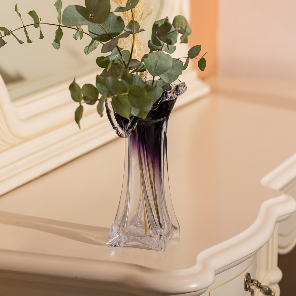 Зображення Ваза скляна фігурна для квітів Light House 22 см 200 мл (LG-20197) Фіолетова ИМ Light-Deco 3 