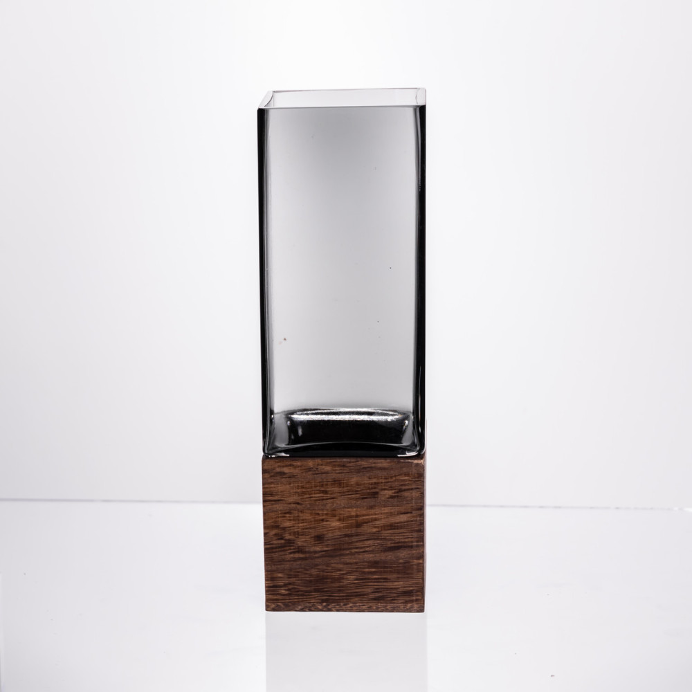 Изображение Ваза для цветов квадратная стеклянная Light House LG-30208-900 прозрачная с подпалом 25 см 900 мл  ИМ Light-Deco 1 