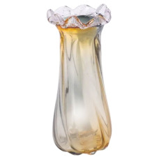 Ваза скляна фігурна для квітів Light House 30 см 1.8 л (LG-20196) Жовто-сіра