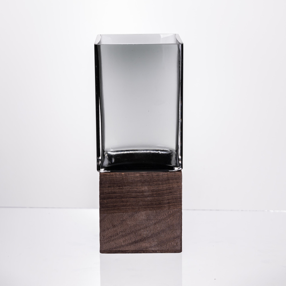Изображение Ваза для цветов квадратная стеклянная Light House LG-30208-1500 прозрачная с подпалом 30 см 1,5 л  ИМ Light-Deco 2 