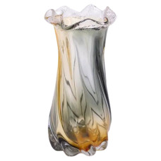 Ваза скляна фігурна для квітів Light House 26 см 1.2 л (LG-20196) Жовто-сіра