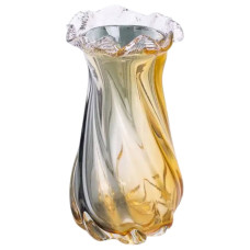 Ваза скляна фігурна для квітів Light House 21 см 800 мл (LG-20196) Жовто-сіра