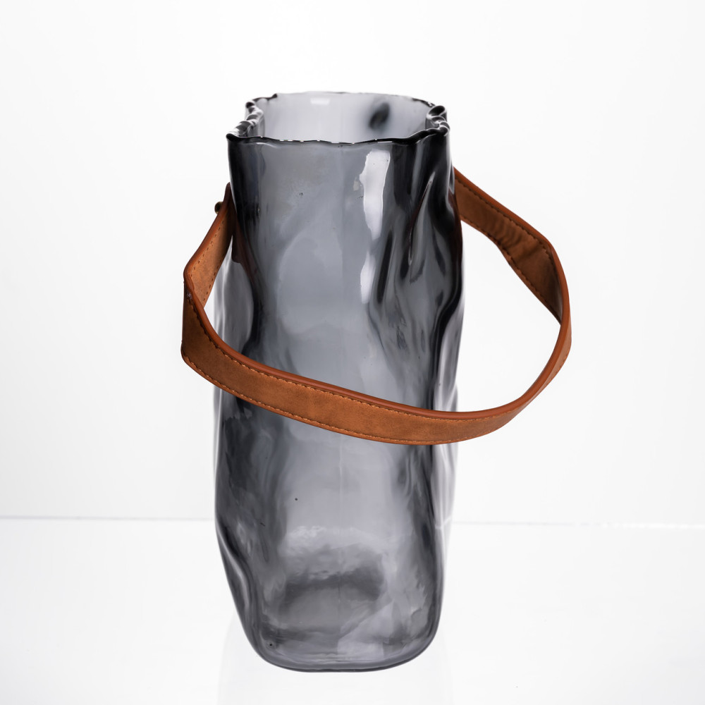 Зображення Подарочная стеклянная ваза сумочка с ручкой 18×9×25 (см) декоративная Серый HP-19-157-2 ИМ Light-Deco 2 