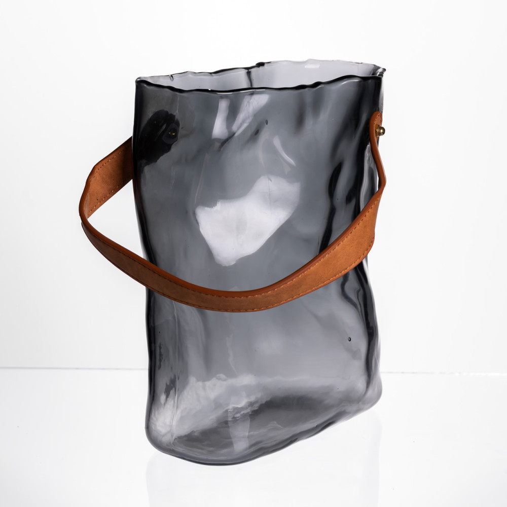 Зображення Подарочная стеклянная ваза сумочка с ручкой 18×9×25 (см) декоративная Серый HP-19-157-2 ИМ Light-Deco 3 