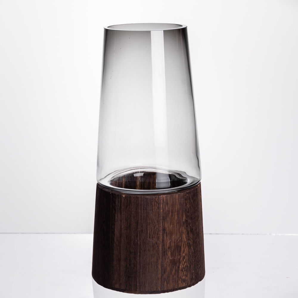 Изображение Ваза для цветов конусная стеклянная Light House LG-30210-2000 прозрачная с подпалом 29 см 2 л  ИМ Light-Deco 