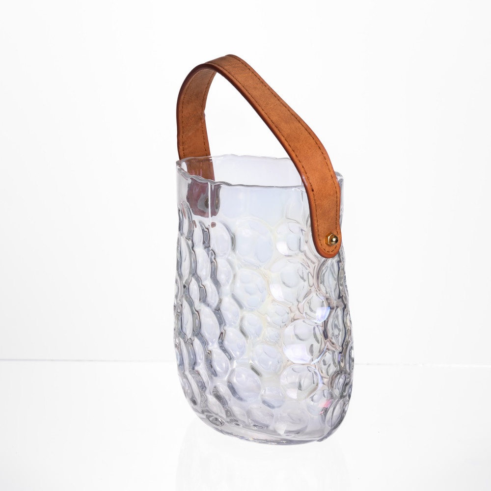 Зображення Ваза сумочка с ручкой 13×9.5×18 (см) декоративная стеклянная ваза для цветов 1.2 (л) Прозрачный HP-19-153-6 ИМ Light-Deco 2 