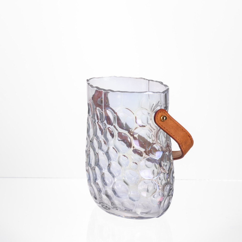 Зображення Ваза сумочка с ручкой 13×9.5×18 (см) декоративная стеклянная ваза для цветов 1.2 (л) Прозрачный HP-19-153-6 ИМ Light-Deco 3 