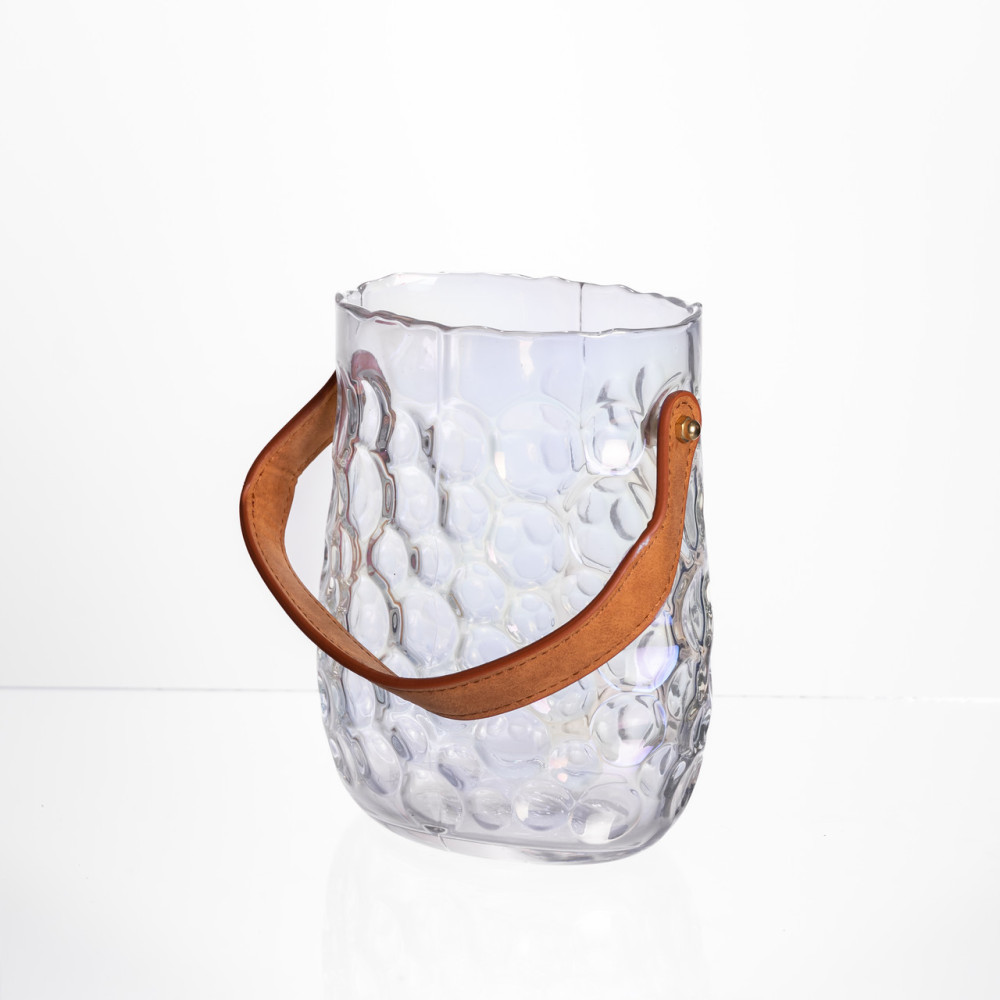 Зображення Ваза сумочка с ручкой 13×9.5×18 (см) декоративная стеклянная ваза для цветов 1.2 (л) Прозрачный HP-19-153-6 ИМ Light-Deco 4 