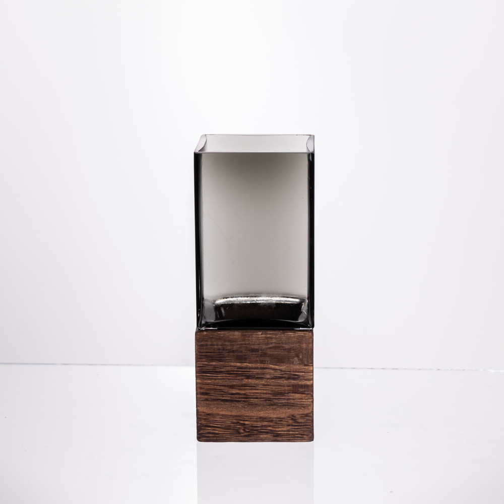 Зображення Ваза для квітів квадратна скляна Light House LG-30208-650 прозора з підпалом 20 см 650 мл ИМ Light-Deco 