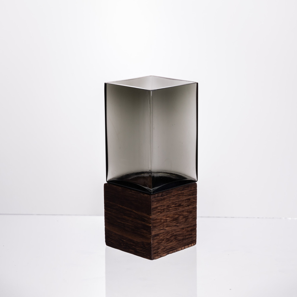 Зображення Ваза для квітів квадратна скляна Light House LG-30208-650 прозора з підпалом 20 см 650 мл ИМ Light-Deco 2 