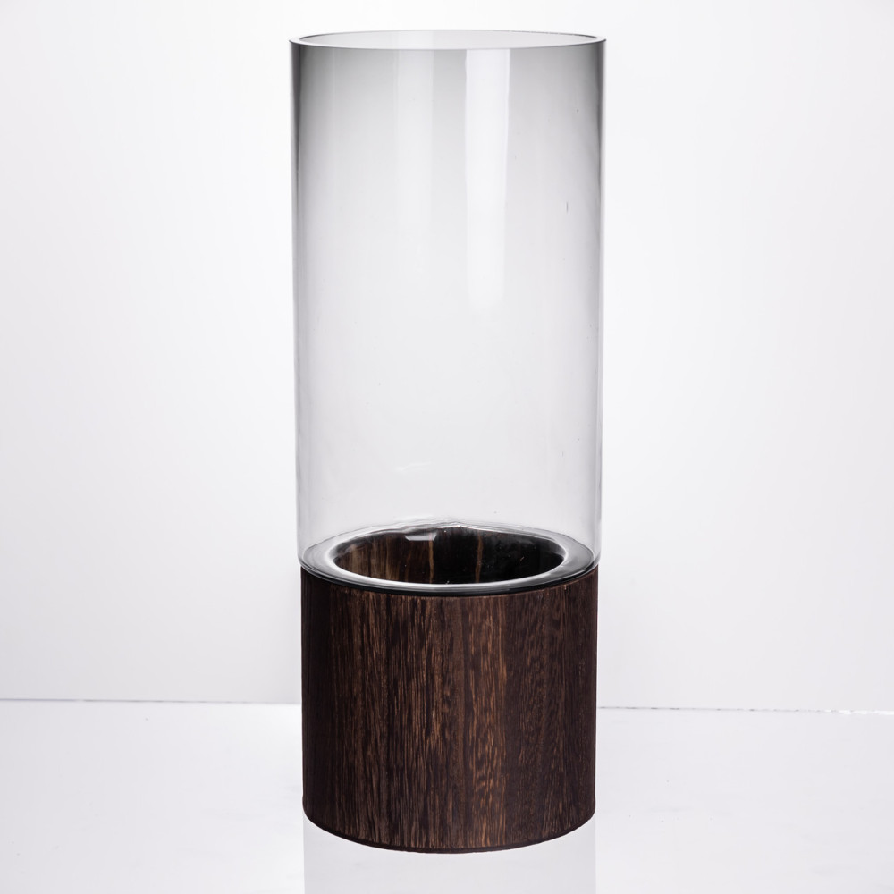 Изображение Ваза для цветов круглая стеклянная Light House LG-30209-2500 прозрачная с подпалом 31 см 2,5 л  ИМ Light-Deco 