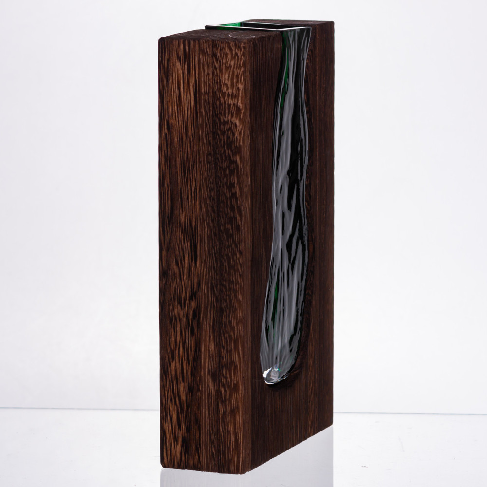 Изображение Ваза декоративная стеклянная Light House LG-30211-400 зеленая + дерево 24 см 0,4 л ИМ Light-Deco 1 