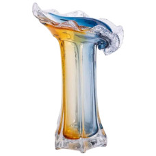 Ваза скляна фігурна для квітів Light House  29 см (LG-20195) Жовто-синя