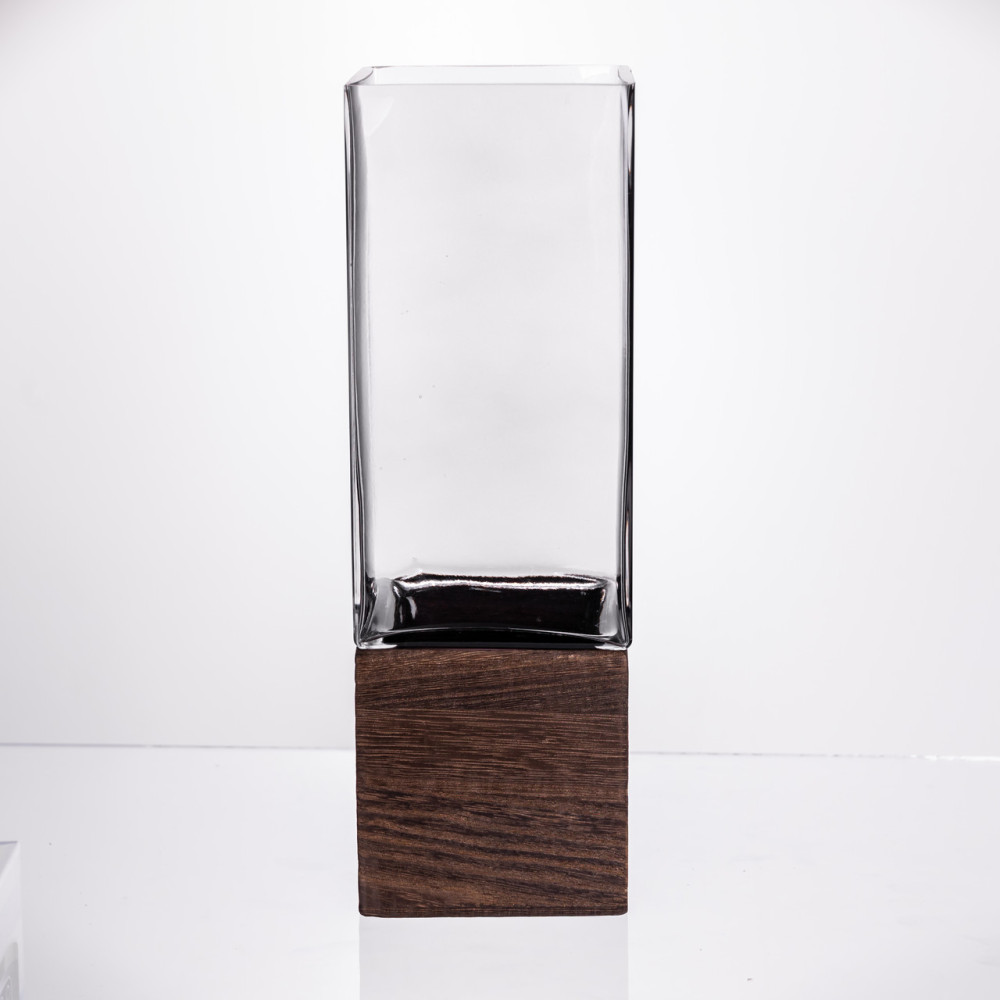 Изображение Ваза для цветов квадратная стеклянная Light House LG-30208-2000 прозрачная с подпалом 30 см 2л  ИМ Light-Deco 1 
