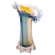 Ваза скляна фігурна для квітів Light House 24.5 см  (LG-20195) Жовто-синя