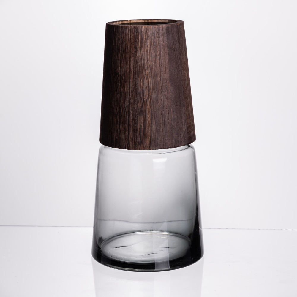 Изображение Ваза для цветов конусная стеклянная Light House LG-30210-2300 прозрачная с подпалом 28 см 2,3 л  ИМ Light-Deco 