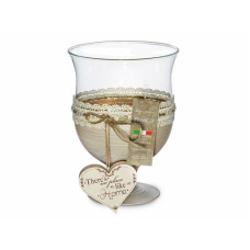 Настільна скляна ваза Franco "Келих з гепюром" прозора 20 см