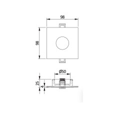 Корпус світильника точкового AURORA, IP20, квадратний, 96x96x25 мм, чорний