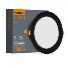 Светильник встроенный светодиодный круглый LED VIDEX 15W 5000K Black черный