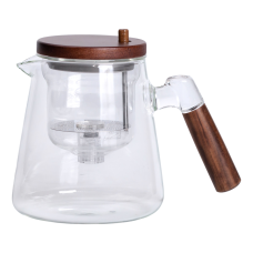 Чайник Light House для заварювання 1 л скляний з дерев'яною ручкою (LG-20304) прозорий