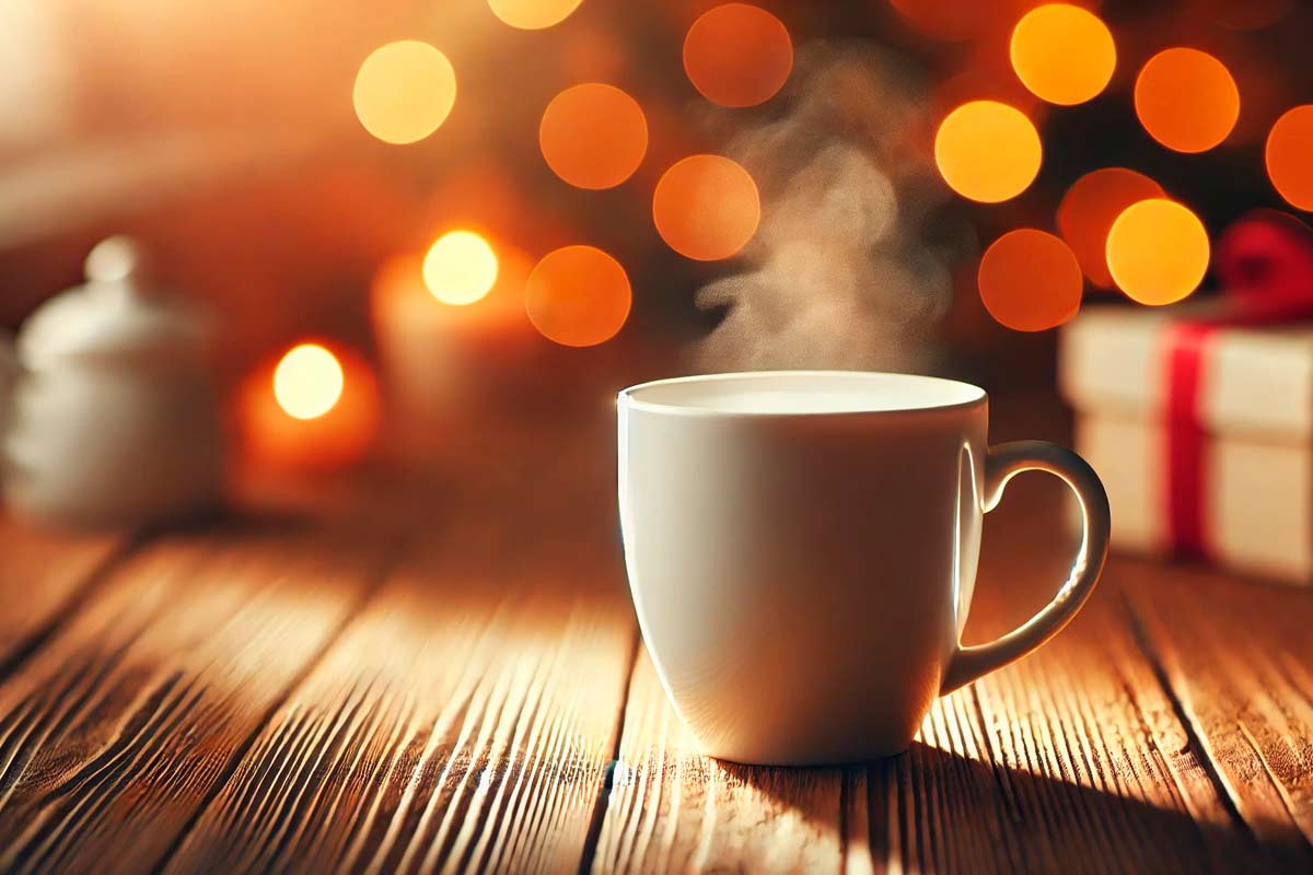 Чашка на столі з гарячим чаєм